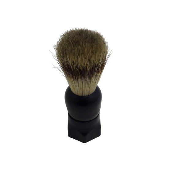 Opal Shaving Brush Black Set in Rubber Handle Original Vintage - Picture 1 of 4